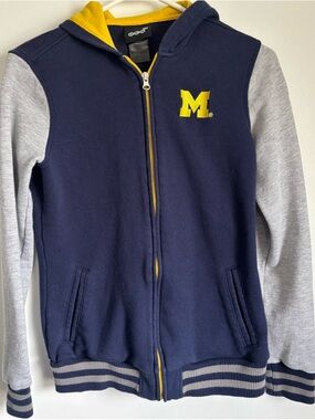 Navy & Gray Hooded Zip-Up Jacket with Yellow M Logo
UofM merchandise